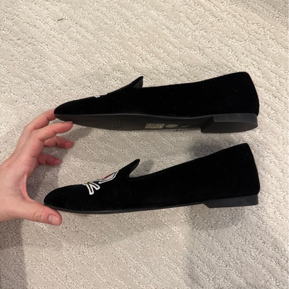 Stuart Weitzman lunar rabbit black velvet loafer smoking flat size 6 - Picture 7 of 9